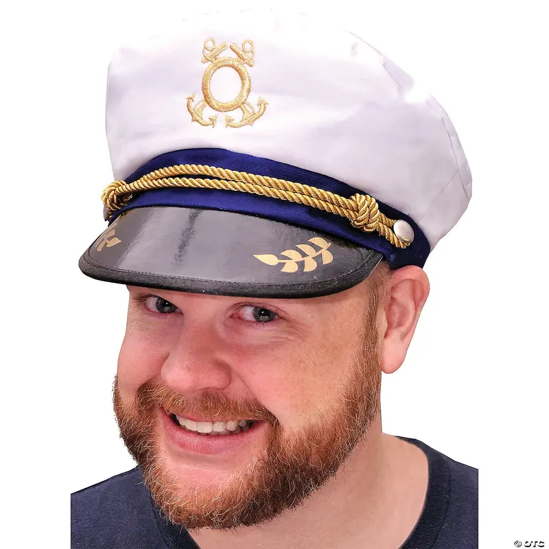 White Captain Hat For Adults – Nautical Style 1