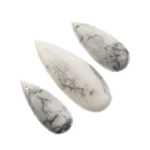 White Howlite Teardrop Pendant Slices – Earth'S Jewels Natural Semi-Precious Three-Piece 1