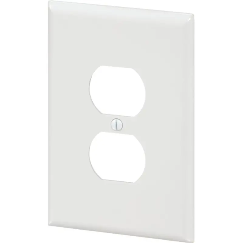 White Plastic Duplex Receptacle Wall Plate – Standard 2-Gang Fit For Residential Outlets – 2132W 1
