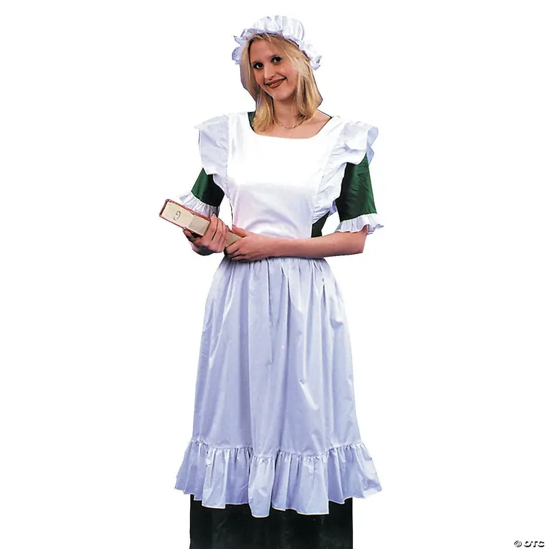 Women'S Vintage Pinafore, Mob Cap & Apron Costume Set 1