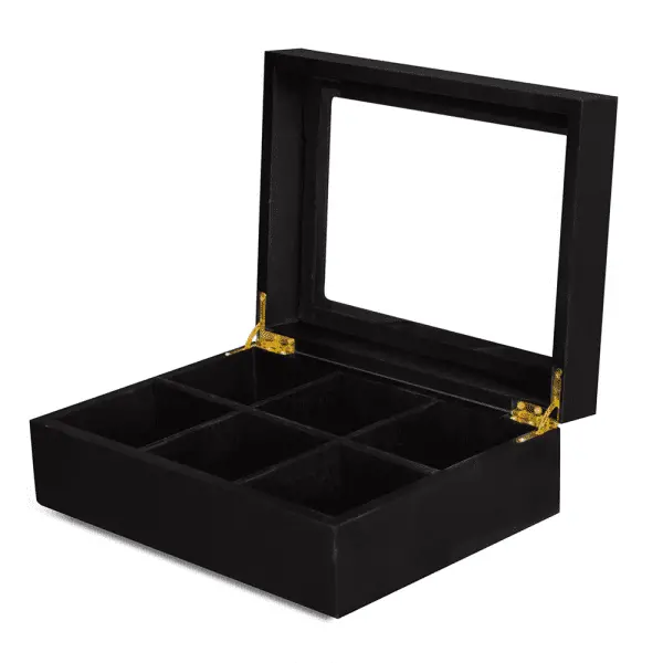 Wooden 6-Compartment Tea Chest With Viewing Window – Holds Up To 72 Tea Bags – Ideal For Cafés, Hotels & Buffets – Wtc 1