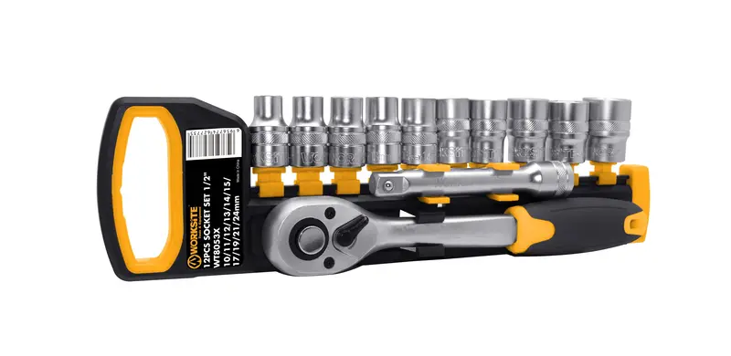 Worksite 12-Piece 1/2-Inch Drive Socket Set – Metric & Sae, Durable Chrome Vanadium Steel 1