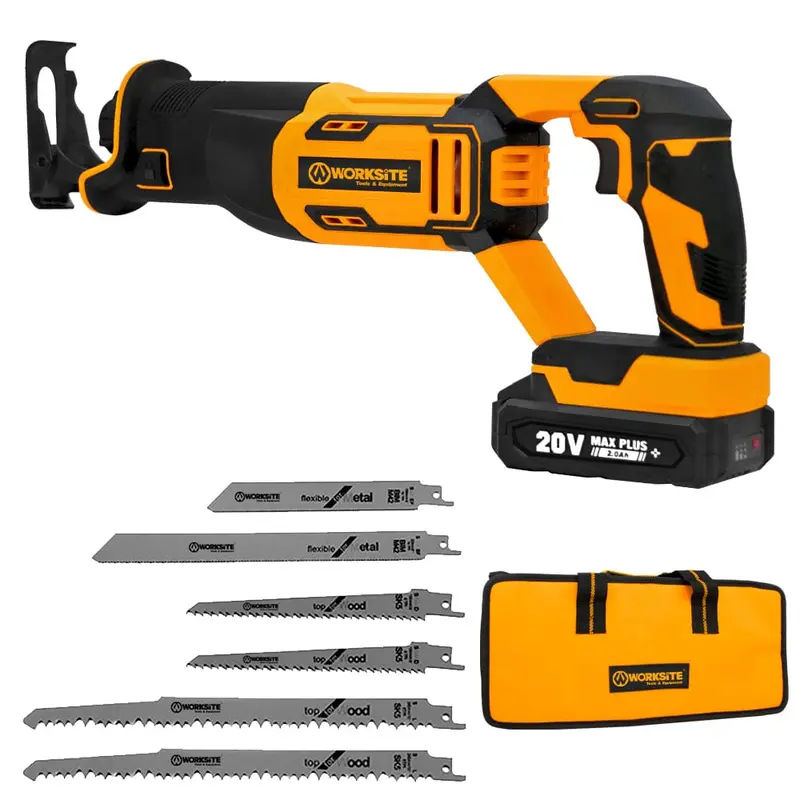 Worksite 20V Cordless Reciprocating Saw – Brushless Motor With Dual Blades For Wood & Metal Cutting 1