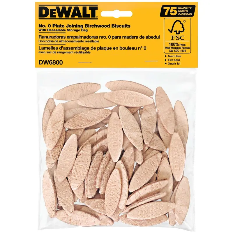 Dewalt Dw6800 Biscuit Joinery Kit – No. 0 (75-Pack) Wood Joining Fasteners 1