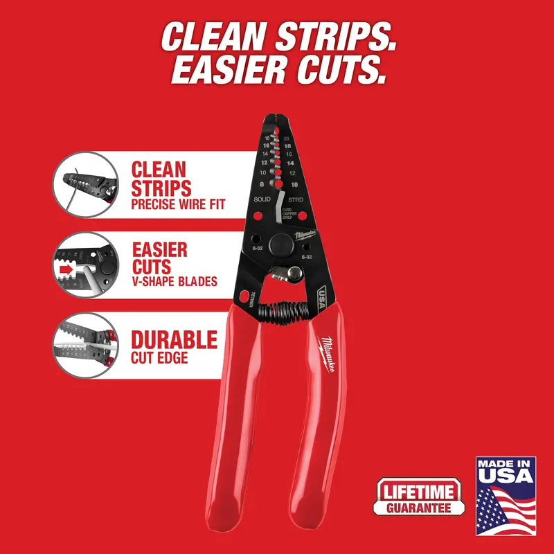 Milwaukee Mt702 Wire Stripper & Cutter – Dipped-Grip Design For 8–20 Awg (Made In Usa) 1